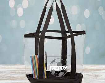 Clear Soccer Monogram Tote