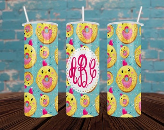 Chicken Donut Monogram Stainless Steel Skinny Tumbler