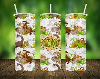 Dinosaur Monogram Stainless Steel Skinny Tumbler