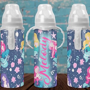 Zeemeermin Monogram Baby Fles, Zeemeermin Baby Fles, Meisjes Baby Fles, Roestvrij Stalen Baby Fles