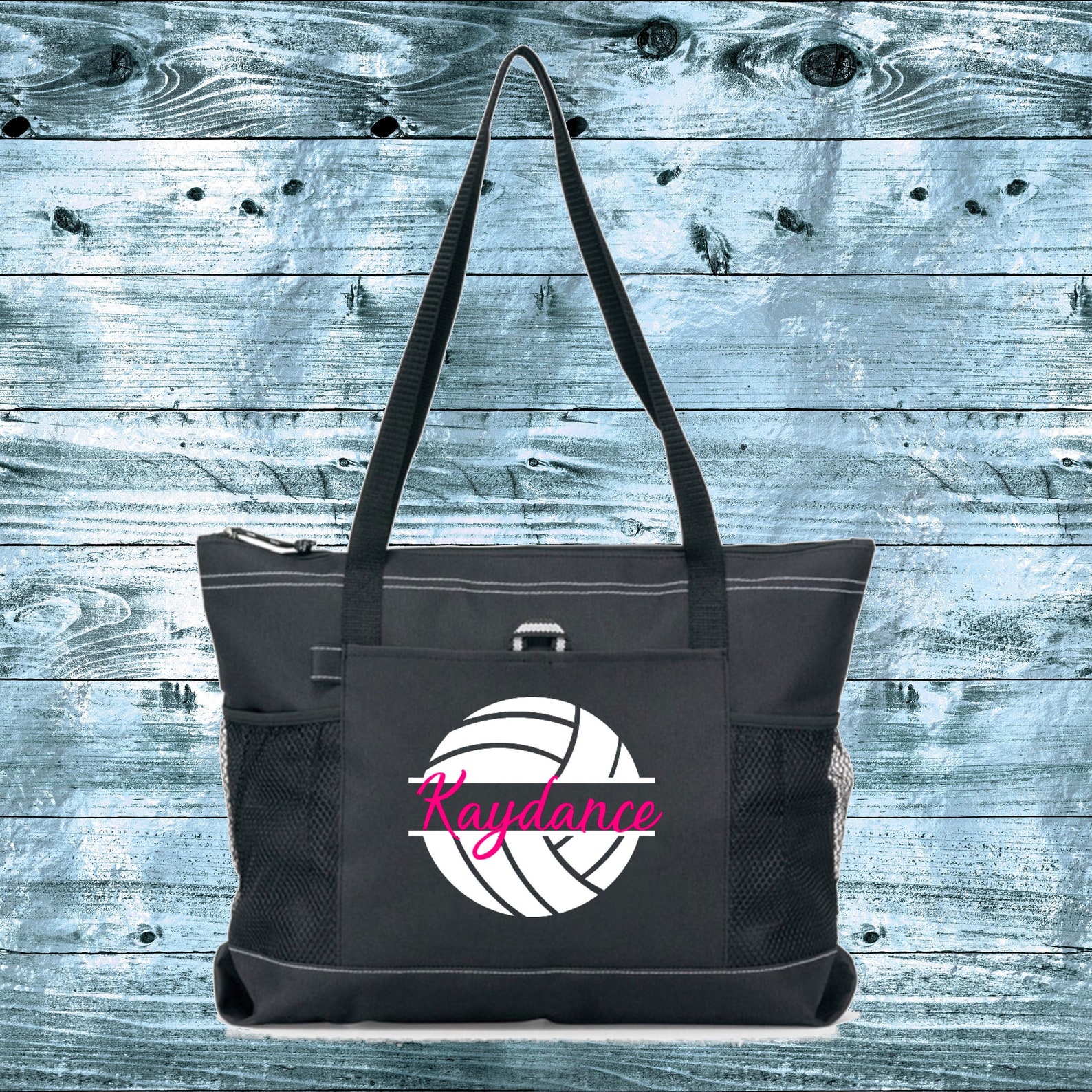 Volleyball Zipper Tote Bag Personalized Tote Bag Volleyball Etsy