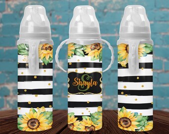 Sunflower Monogram Baby Bottle