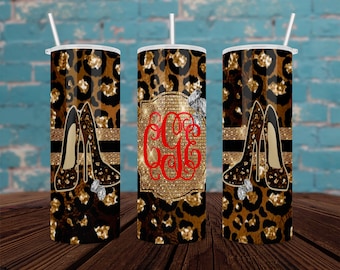 Cheetah Print Monogram Stainless Steel Tumbler