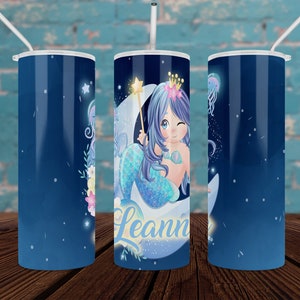 Meerjungfrau-Monogramm-Edelstahl-dünner Becher, Meerjungfrau-Becher, Meerjungfrau-Reisebecher, Meerjungfrau-Reisebecher, Meerjungfrau-Wasserflasche
