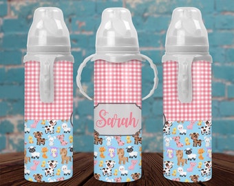 Farm Animal Monogram Baby Bottle