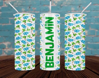 Dinosaur Monogram Stainless Steel Skinny Tumbler