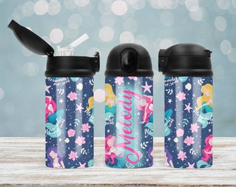 Mermaid Monogram Water Bottle With Straw