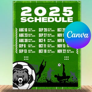 Customizable Premier Editable Soccer Game Schedule Canva