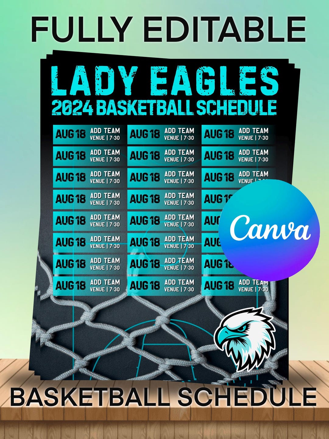 Customizable Premier Editable Basketball Game Schedule - Etsy