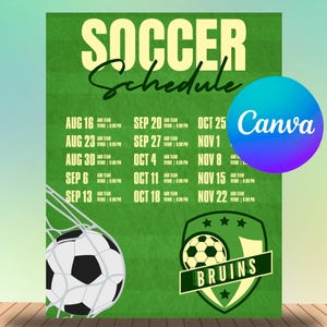 Customizable Premier Editable Soccer Game Schedule Canva