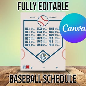 Puede incluir: Una plantilla de calendario de béisbol imprimible con un gráfico de béisbol y el texto "WILSON BASEBALL" en la parte superior. El calendario está dividido en tres columnas para diciembre, enero y febrero. La plantilla es totalmente editable y se puede utilizar para crear un calendario de béisbol personalizado.