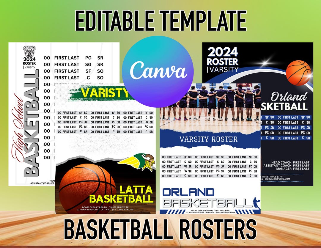 Customizable Basketball Roster Template: Canva Editable (8.5x11