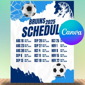 Customizable Premier Editable Soccer Game Schedule Canva