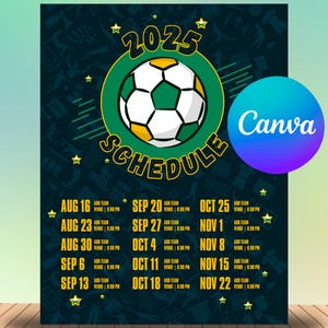Customizable Premier Editable Soccer Game Schedule Canva