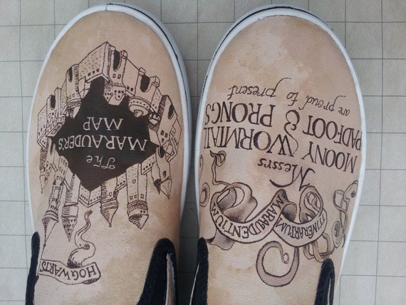 Custom Malowane Buty Harry Potter Na Mapie Etsy