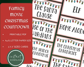 Family Friendly Christmas Advent Calendar, Family Movie Advent Calendar for Him or Her, Film Christmas Countdown