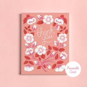 Printable Thank You Card Rose Garden Thank You Card Colorful Floral Instant Download Digital Card image 2