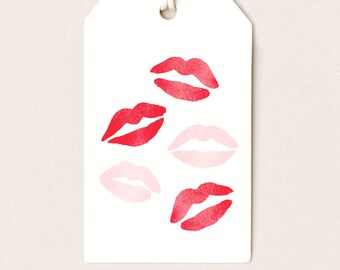 Valentine's Day Gift Tags | Kisses | Illustrated Hang Tags with String