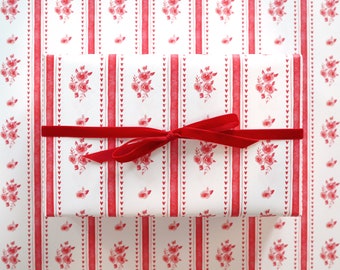 Wrapping Paper Sheets | Rose Heart Stripe | Set of 5 Sheets | 20" x 29" Gift Wrap