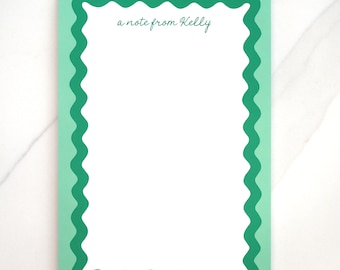 Personalized Notepad | Ric Rac Border | Kelly Green | 5.5 x 8.5 | 50 Pages