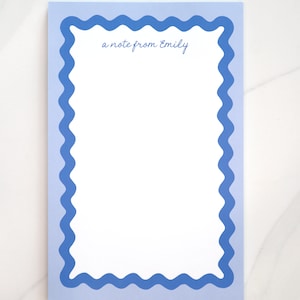 Personalized Notepad | Ric Rac Border | Emily Blue | 5.5 x 8.5 | 50 Pages