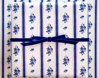 Wrapping Paper | Rose Stripe in Navy Blue | Classic Preppy Luxury | Set of 5 Sheets | 20" x 29" Gift Wrap