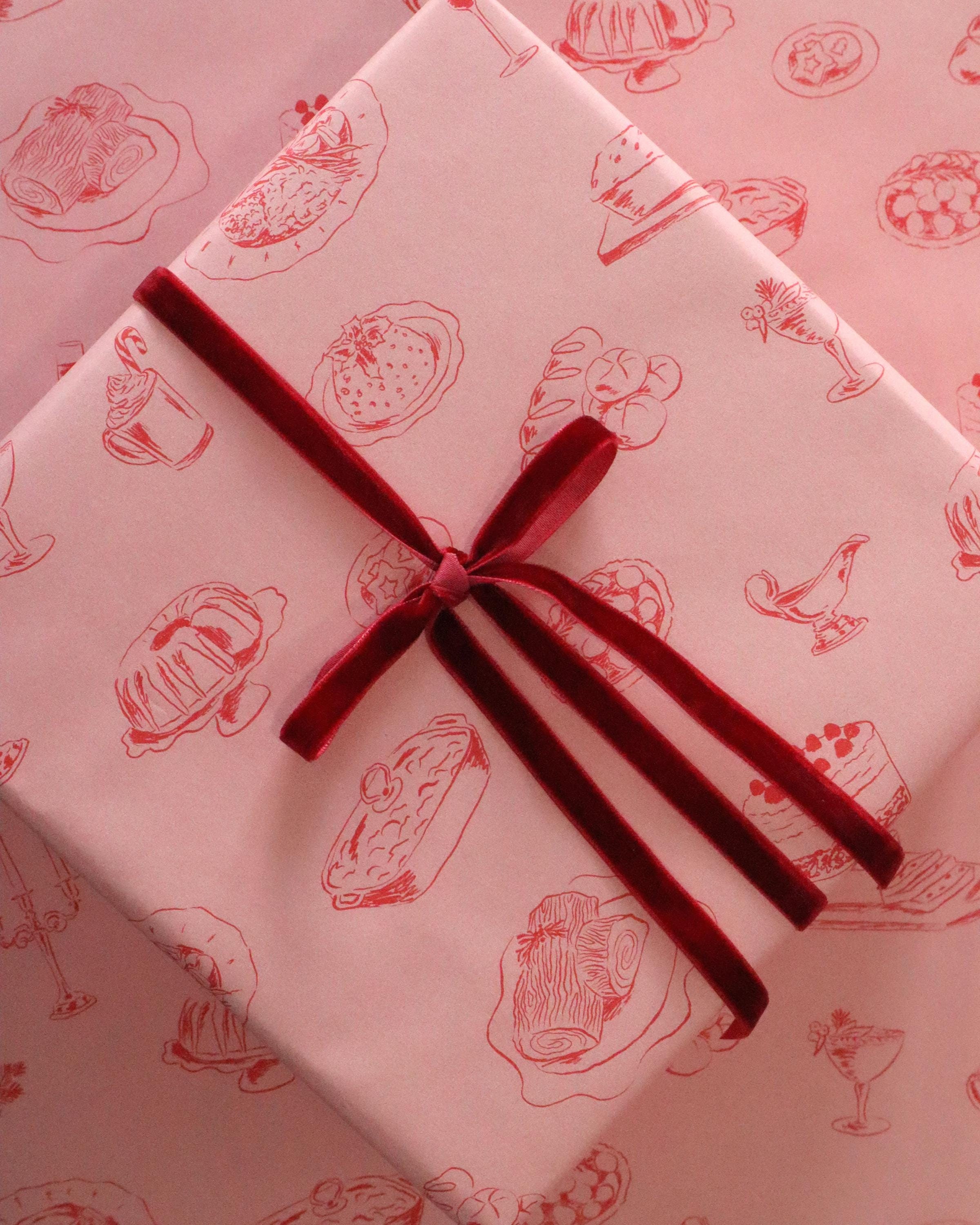 Gift Wrap Roll | Christmas Dinner | Holiday Wrapping Paper | 30" wide roll