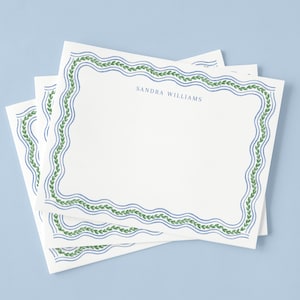 Tarjetas personalizadas / Acuarela de hiedra / Borde decorativo curvo / A2 4,25 x 5,5 / Sobres con solapa triangular europea / Papelería de lujo