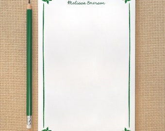 Personalized Notepad | Rose Frame Border in Hunter Green | 5.5 x 8.5 | 50 Pages