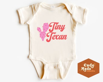 Baby Onesie® Bodysuit - Tiny Texan Texas Baby Pink Western Country Gift - Snap Natural Cotton Baby Outfit Jumper