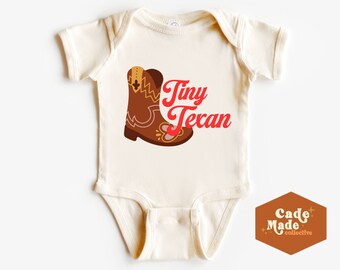 Baby Onesie® Bodysuit - Tiny Texan Texas Baby Cowboy Boot Western Country Gift - Snap Natural Cotton Baby Outfit Jumper