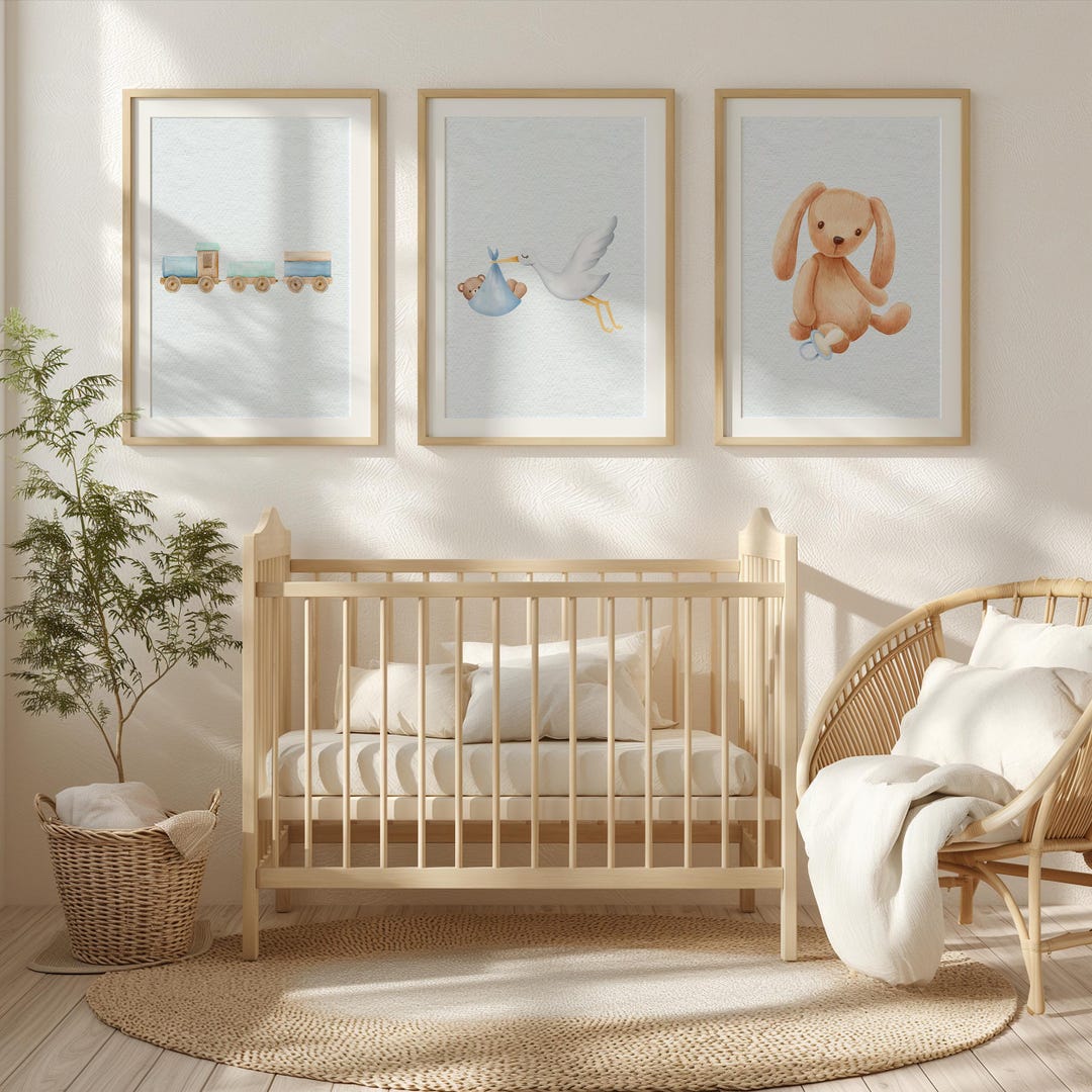 Baby Boy Blue Nursery Wall Art Set of 5, Nursery Art for Baby Boy, Baby ...