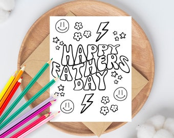 Tarjeta DIY imprimible del día de padres feliz - regalo hecho a mano para colorear tarjeta regalo para papá de niños descarga digital
