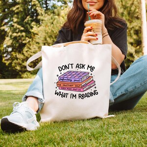 Don't Ask Me Smut Books Tote Bag, Bookish Cotton Tote for Readers, Book Bag, Gift for Book Lovers, Spicy Romance Book Readers Tote Bag image 2