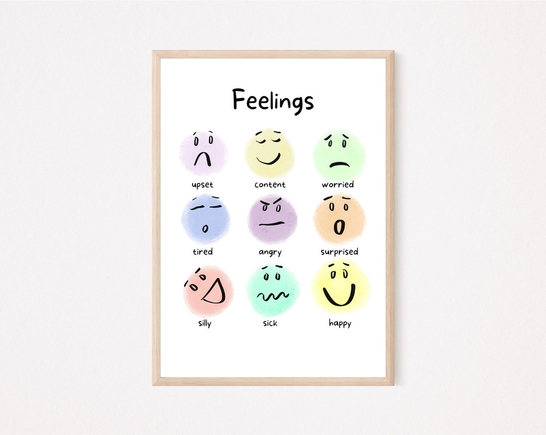Feelings Emotions Faces Smiles Watercolor Toddler Pre-school Homeschool ...