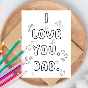 Día del padre te amo papá imprimible - regalo hecho a mano para colorear tarjeta regalo para papá de niños descarga digital
