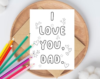 Día del padre te amo papá imprimible - regalo hecho a mano para colorear tarjeta regalo para papá de niños descarga digital