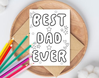 Best Dad Ever Malkarte - Vatertagsgeschenk, Kinderaktivität (Digitaler Download)