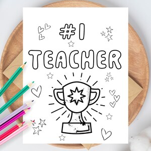 Leraar Waardering #1 Leraar Cadeau - Kleurkaart van Student Afdrukbare Digitale Download
