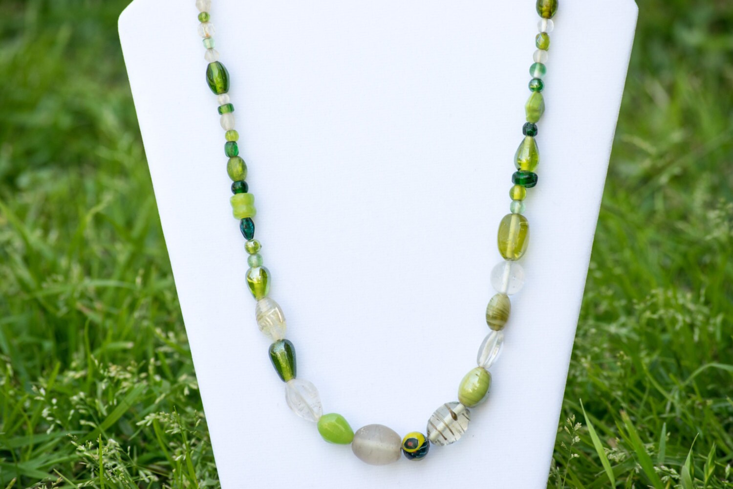 Green Necklace Green Beaded Necklace Light Green Beads  Etsy