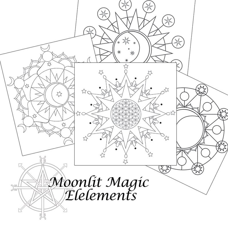 Printable Sunlight and Moon Crystal Grid Pack graphic regarding Printable Crystal Grid named Printable Solar and Moon Crystal Grid Pack