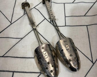 Ekco Shoe Trees Adjustable Size Silver Metal Vintage USA Made Perforated Pair