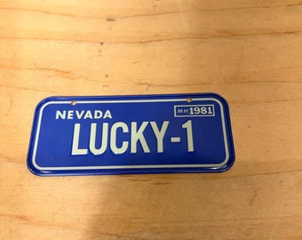 Nevada Novelty Bicycle Miniature License Plate Blue Lucky-1 Souvenir Metal VTG