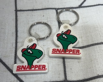 Snapper Keychain OS White Red Green Vintage Mower Turtle Mascot Logo Set of 2