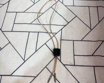 Bennett Jade Braided Bolo Tie Green Vintage Pat Pend Metallic Cord Bullet Detail