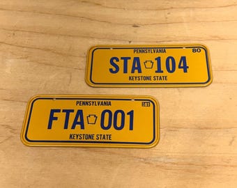 Pennsylvania Novelty Bike Nummerplaat Jaren 80 Gele Vintage Keystone State 2 st
