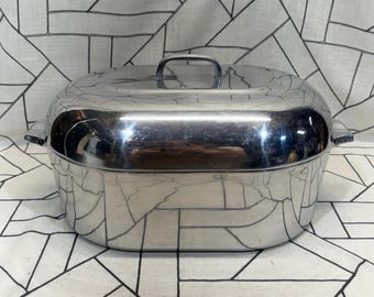 Vintage Wagner Ware Magnalite 4269 17 Qt Tostador ovalado con tapa y estante Trivet EE. UU.