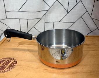 Cacerola Revere Ware de 2 cuartos de galón, color plata, con fondo de cobre, acero inoxidable, 00-b, Indonesia