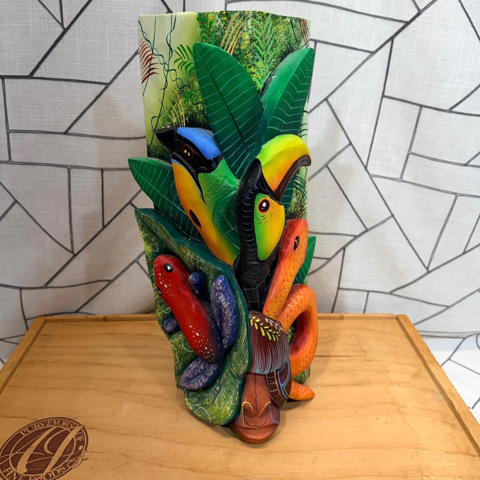 Costa Rica Boruca Mask Hand Carved Wood Toucan Snake Frog Jungle