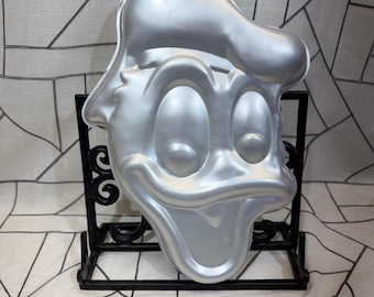 Moule à gâteau Donald Duck 13,5 x 11 pouces en aluminium argenté vintage Disney 515-507